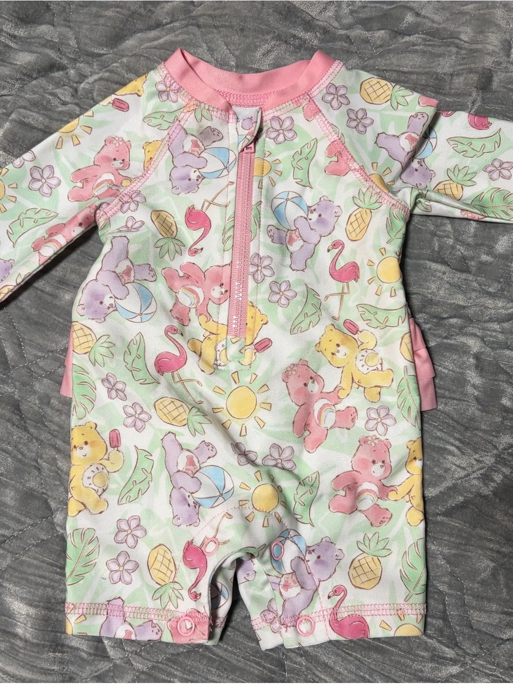 Baby Girls' Care Bear One-Piece Swimsuit ruffle bottom snap closure 0-3M